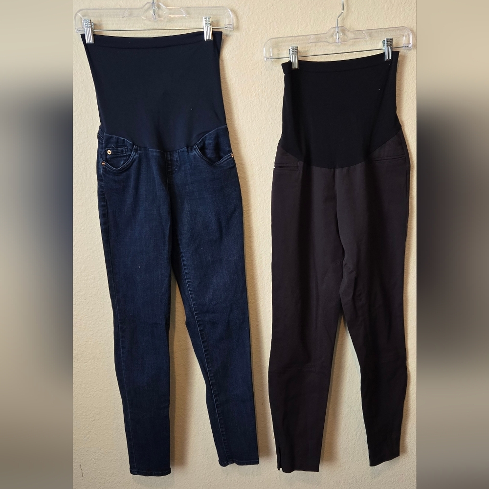 A Pea In The Pod  Lot Of 2   Black And Blue Post Pregnancy Skinny Jeans M #67